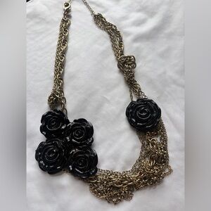 Black Floral Statement Necklace - Women Jewelry
